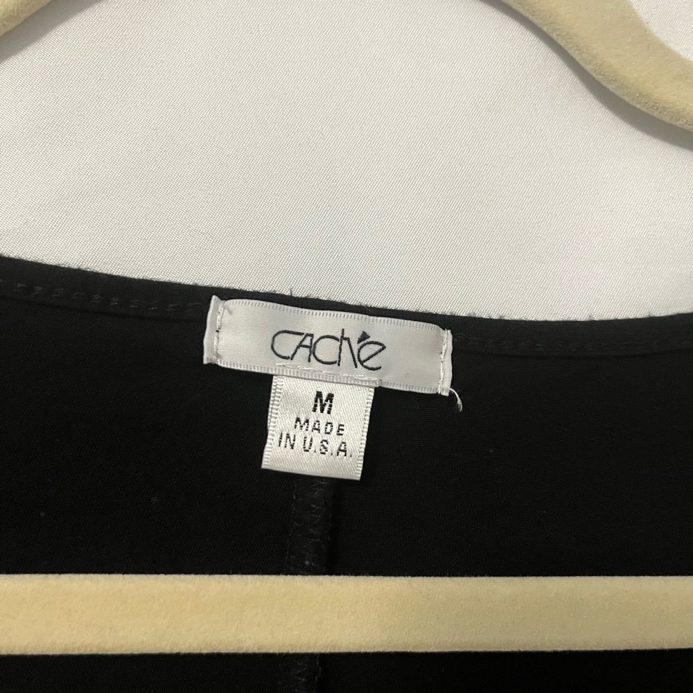 Cache Black Gold Embellished V- neck Dolman Sleeve Shirt Size M - Picture 4 of 5